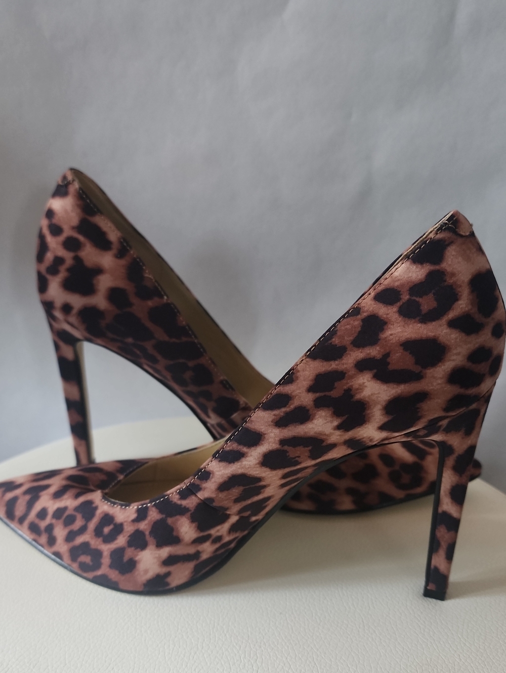 Nine West Leopard Print Pointed Toe Heels in Pink and Brown